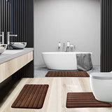 Office Marshal Bathroom Rugs Bath Mats for Bathroom Luxury Soft Anti-Slip Memory Foam 3 PCS Mats Set(U-Shaped 20"x24" Toilet Mat+30"x20" Shower Mat+17"x47" Bath Mat) Absorbent Bath Rugs Machine Washable