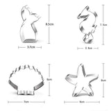 Under The Sea Cookie Cutters Set-8 Piece-Mermaid Tail,Dolphin,Clownfish,Seahorse,Seashell,Octopus,Starfish and Jellyfish Cookie Cutter Molds-Stainless Steel