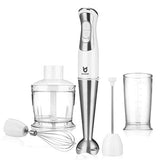 Immersion Hand Blender, Utalent 5-in-1 8-Speed Stick Blender with 500ml Food Grinder, BPA-Free, 600ml Container,Milk Frother,Egg Whisk,Puree Infant Food, Smoothies, Sauces and Soups - White
