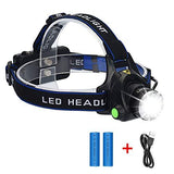 LED Headlamp Flashlight Kit, ANNAN 8000-Lumen Extreme Bright Headlight with Red Safety Light, 4 Modes, Waterproof, Portable Light for Camping, Biking, 2 Rechargeable Lithium Batteries Included