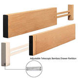 TILEMALL Bamboo Kitchen Drawer Dividers Drawer Organizers Expandable Drawer Dividers Wood Desk Drawer Organizers, Tray Organizer for Kitchen, Baby Drawer, Bathroom, Bedroom, Office or Dresser