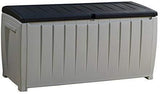 Keter Novel 90 Gallon Resin Outdoor Storage Box for Patio Furniture Cushions, 90-Gallon, Grey/Black