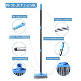 HUYIJJH Floor Scrub Brush with Long Handle-52.8",Stiff Bristle Tub and Tile Grout Brush Scrubber with Adjustable Stainless Steel Handle for Cleaning Bathroom, Wall and Deck