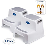 (2 Pack) 2 Step Stool for Kids with 2 Free Finger Pinch Guards! Perfect for The Bathroom and Kitchen, with Extra Thick Anti-Slip Rubber Feet.