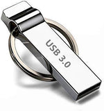 DXBUFU 256GB Silver Metal Compatible 2.0 &3.0 256GB USB Flash Drive, Portable Waterproof Metal Pen Drive Storage Keychain Thumb Drive Memory Stick with Anti-Lost Keychain (256GB)