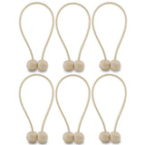 NZQXJXZ Curtain Tiebacks Magnetic, Drape Holders Holdbacks Decorative Weave Rope Clips Window Sheer Blackout Panels Home Office, Beige (Pack of 6)