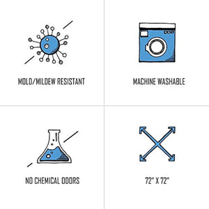 LiBa Mildew Resistant Fabric Shower Curtain Waterproof/Water-Repellent & Antibacterial, 72x72 - White