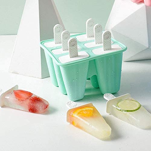 Goging Popsicle Mould，Popsicle Molds 6 Pieces Silicone Ice Pop Molds BPA Free Popsicle Mold Reusable Easy Release Ice Pop Make (Green)