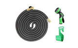 iZEEKER (2018 New) Three Times Expandable 50 Feet Magic Hose,Washing Car Hose,Strongest Expandable Garden Hose,Solid Brass Ends, Double Latex Core, Extra Strength Fabric (Black)