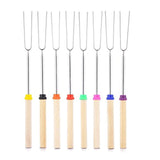 smart chef 8 Telescoping Marshmallow Roasting Sticks 8 Bamboo Skewers - Liquidation, Half-Price - Stainless Steel Forks Color-Coded Wood Handles - Zip Case for Compact Storage - Blunt Prongs