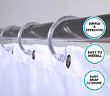 SlipX Solutions White Premium Plastic Shower Rings Provide Effortless Gliding on Standard Shower Rods (Set of 12, Easy Snap Closure, BPA-Free Plastic)