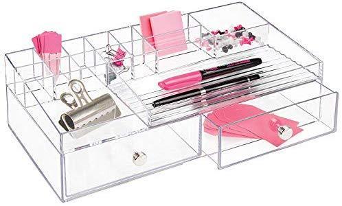 iDesign 3-Drawer Plastic Vanity Organizer, Compact Slim Storage Organization Drawers Set for Cosmetics, Dental Supplies, Hair Care, Bathroom, Dorm, Desk, Countertop, Office, 6.5" x 7" x 5", Clear
