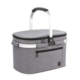 ALLCAMP Large Size Insulated Cooler Bag Folding Collapsible 22L Picnic Basket with Sewn in Frame (Grey)