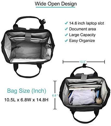 BRINCH Laptop Backpack 15.6 Inch Wide Open Computer Backpack Laptop Bag College Rucksack Water Resistant Business Travel Backpack Multipurpose Casual Daypack with USB Charging Port for Women Men,Black