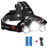 LED Headlamp Flashlight Kit, ANNAN 8000-Lumen Extreme Bright Headlight with Red Safety Light, 4 Modes, Waterproof, Portable Light for Camping, Biking, 2 Rechargeable Lithium Batteries Included