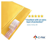 C-Pak #0 6x9 Inches Interior Sized Kraft Bubble Mailers | Adhesive Strip Envelope Mailers | Bubble Lined Padded Envelopes | Heavy Duty Tear and Lightweight Mailing Envelopes | Pack of 50 (CP-KBM01)