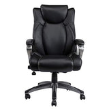 VANBOW Leather Memory Foam Office Chair - Adjustable Lumbar Support Knob and Tilt Angle High Back Executive Computer Desk Chair, Thick Padding for Comfort Ergonomic Design for Lumbar Support, Black