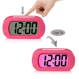 ZHPUAT Colorful Light Digital Alarm Clock with Snooze, Simple Setting, Progressive Alarm, Battery Operated, Shockproof, The Ideal Gift Clock for Kids & Convenient for Travel (Pink)