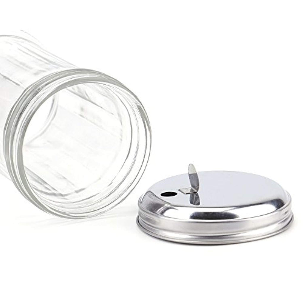 Tebery 4 Pack Stainless Steel Flip Cap Glass Sugar Dispenser/Pourer/Shaker,12 ounce