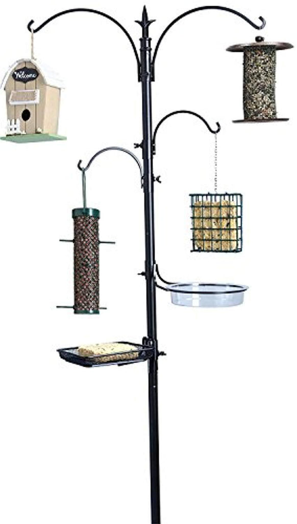 Ashman Premium Bird Feeding Station Kit, 22" Wide x 92" Tall (82" Above Ground Height), A Multi Feeder Hanging Kit and Bird Bath for Attracting Wild Birds
