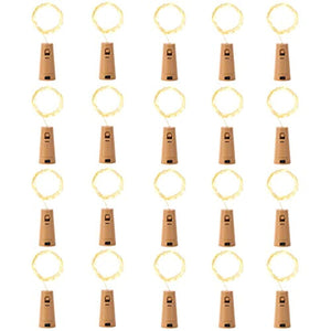 LEDIKON 20 Pack 20 Led Wine Bottle Lights with Cork,3.3Ft Silver Wire Warm White Cork Lights Battery Operated Fairy Mini String Lights for Wedding Party Wine Liquor Bottles Crafts Christmas Decors Decor