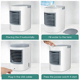 MOSAJIE Portable Space Air Conditioner,Small Personal Desk Fan,Quiet Air Cooler Misting Fan,Mini USB Air Conditioner Fan,Purifier,Sterilizer,Humidifier,Desktop Cooling Fan with 3 Speeds for Home Room Office