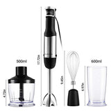 Immersion Hand Blender Set, ALBOHES Powerful 400watt Stepless Speed Hand Blender, Includes Multi-Purpose 4-in-1 Stick Blender, Egg Whisk, Stainless Food Chopper (500ml), and BPA-Free Beaker (600ml)