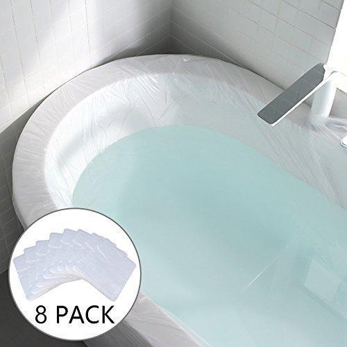 8 Pack Ultra Large Disposable Plastic Bathtub Bag Cover Liner for Salon, Household and Hotel Bath Tubs - 86 x 47 inches