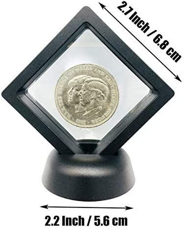 AIFUSI Coin Display Stands, 10 Pack 3D Floating Frame Ornament Display Holder Box with Stand Diamond Square for AA Medallion Challenge Coin Chip Jewelry Decorative - Ideal for Gift