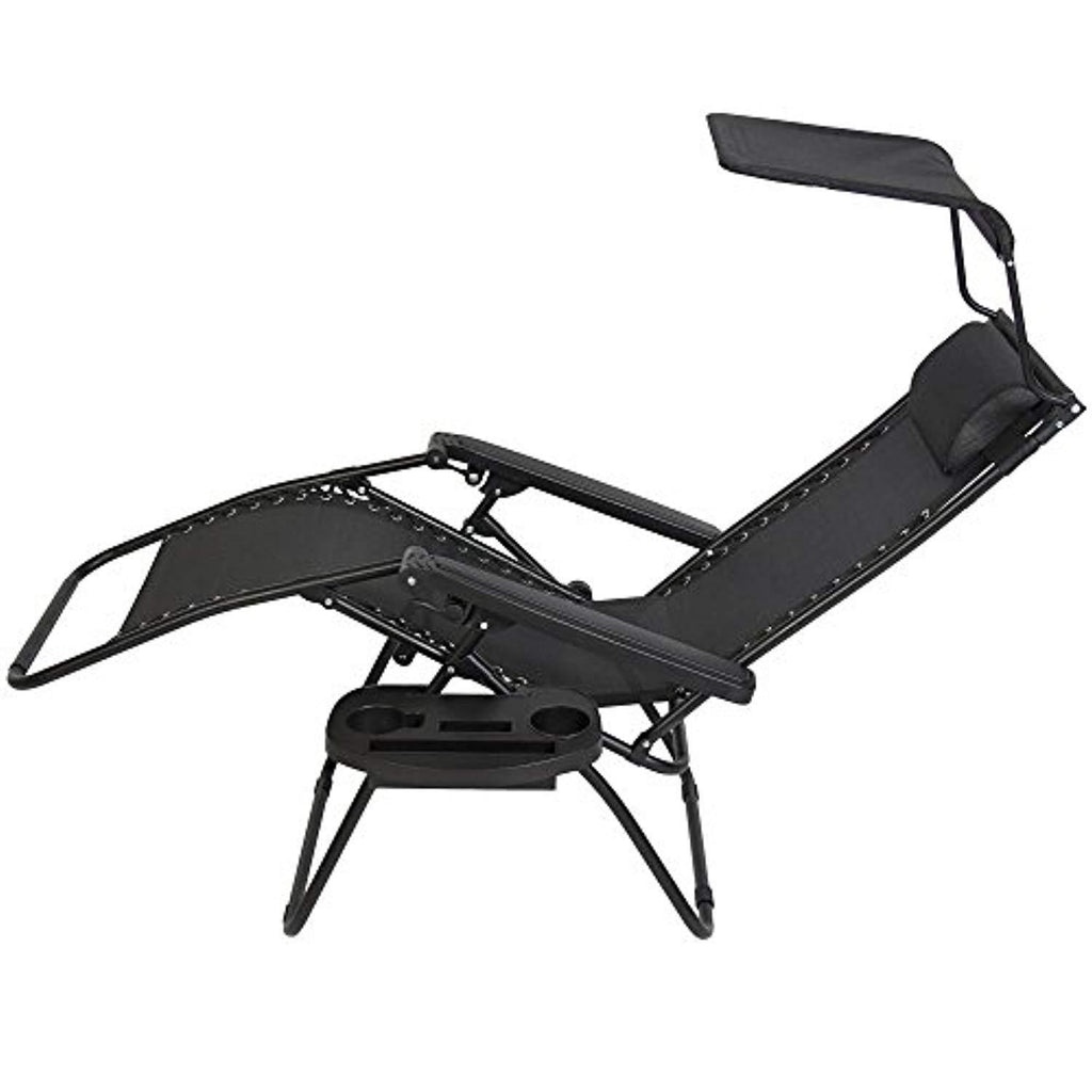 Zero Gravity Chair Lounge Patio Chairs with Canopy Cup Holder