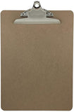 Letter Size Clipboard Standard Clip 9'' x 12.5'' Hardboard (Pack of 6)
