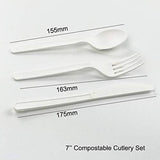 100% Eco-Friendly Compostable Cutlery Set - 300 Pieces (100 Forks | 100 Spoons | 100 Knives) - Durable Disposable Utensils Made from Renewable Plant-Based Resources