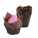 TribeCrew Brown Tulip Style Baking Cups, Medium, Sleeve of 200 perfect for baking muffins or cupcakes