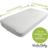 Crib Mattress Protector Waterproof Pad Cover Fitted Sheet Natural Bamboo Hypoallergenic Soft for Infant and Toddler Standard Size Cribs