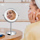 Benbilry Lighted Makeup Mirror - LED Double Sided 1x/10x Magnification Cosmetic Mirror,7 Inch Battery-Powered 360 Degree Rotation Vanity Mirror with On/Off Push-Button