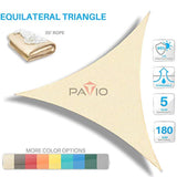 Patio Paradise 20' x 20' x 20' Beige Sun Shade Sail Triangle Canopy, 180 GSM Permeable Canopy Pergolas Top Cover, Permeable UV Block Fabric Durable Outdoor, Customized Available