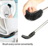 COSTOM Toilet Brush with Holder for Bathroom Cleaning, Stainless Steel Toilet Bowl Brush with TPR Soft Brush Head, Compact Design, Black-Grey Color