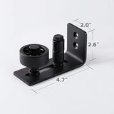 Barn Door Floor Guide Stay Roller, Fully Adjustable Black Powder Coated with 8 Different Setups, Flush With Floor Wall Mount Bracket, Perfect Fit For All Barn Doors