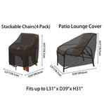 Patio Chairs Covers Outdoor Chair Cover Waterproof and Durable Fabric Premium Stackable Chairs Cover Outdoor Furniture Cover Black Thick Oxford Cloth (L31 x D39 x H31 inch, 2 Pack)