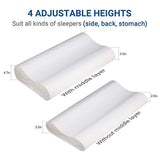 UTTU Sandwich Pillow, Adjustable Memory Foam Pillow, Bamboo Pillow for Sleeping, Cervical Pillow for Neck Pain, Neck Support for Back, Stomach, Side Sleepers, Orthopedic Contour Pillow, CertiPUR-US