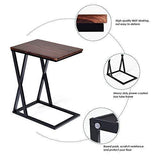 Tangkula Sofa Side Table, X-shaped Snack Table End Table, Coffee Tray Laptop Table Wood Look Finish & Metal Frame, Over bed Table, Portable Table for for Notebook Tablet Living Room Bedroom (2, Brown)