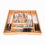 Miko Bamboo Expandable Kitchen Drawer Organizer - Multi Purpose - Cutlery Tray