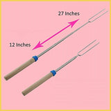 smart chef 8 Telescoping Marshmallow Roasting Sticks 8 Bamboo Skewers - Liquidation, Half-Price - Stainless Steel Forks Color-Coded Wood Handles - Zip Case for Compact Storage - Blunt Prongs