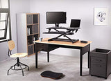 Standing Desk with Height Adjustable – Stand Up Desk Converter, 33 inches Black Ergonomic Tabletop Workstation Riser Fits Dual Monitors by Defy Desk