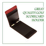 Fuzzy Bunkers Quality Leather Golf Scorecard Holder - Yardage Book Cover Plus Free Golf Pencil and Downloadable PDF Stat Tracker Sheet