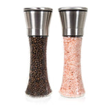 Inventory Liquidation Sale - Premium Tall Glass & Stainless Steel Salt and Pepper Grinder Set - Brushed Stainless Steel Pepper Mill and Salt Mill, Adjustable Ceramic Rotor By Simple Kitchen Products