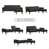 DHP Haven Small Space Sectional Futon Sofa, Black Faux Leather