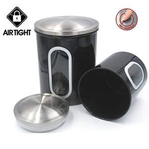 Kitchen Food Storage Canister Set - For Ideahome Stainless Steel Organization Canisters Set of 3 Containers, with Airtight Lid, Great for Home Kitchen Counter Storage and Decor