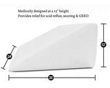 Bed Wedge Pillow 1.5 Inch Memory Foam Top, Cushy Form (25 x 24 x 12 Inches) Best for Sleeping, Reading, Rest or Elevation - Breathable and Washable Cover (12 Inch Wedge, White)