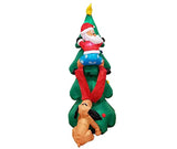 6 Foot Inflatable Christmas Santa Claus Climbing on Christmas Tree Chased by Dog Decoration